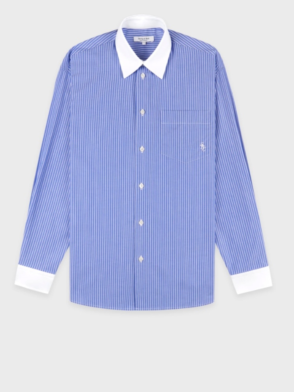 Oversized Navy Stripe Shirt with Contrast Collar